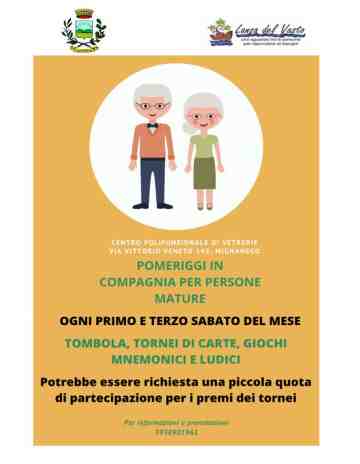 Pomeriggi in compagnia per persone mature