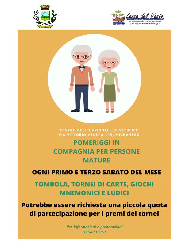Pomeriggi in compagnia per persone mature